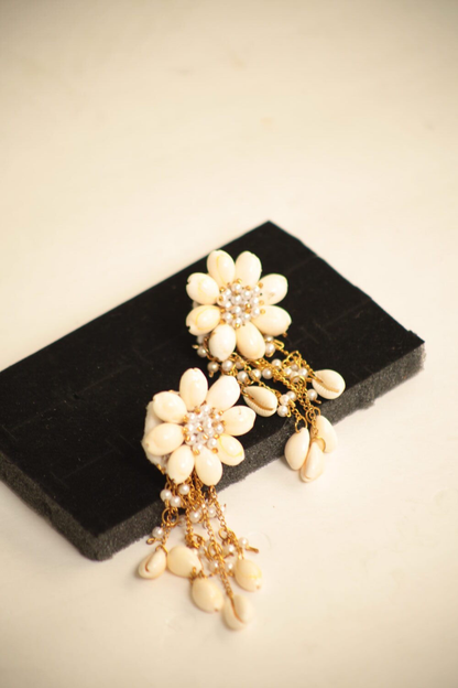 Eclora – Boucles d'oreilles fleur perles & cascade