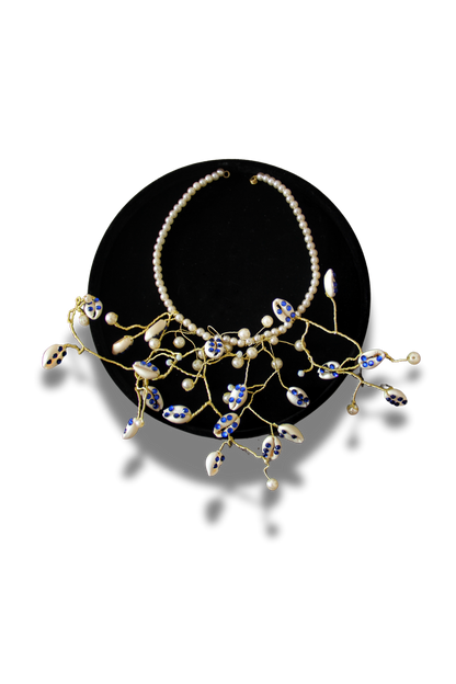 BLUE – Bijou de tête perlé | Collection Strass & Cauries