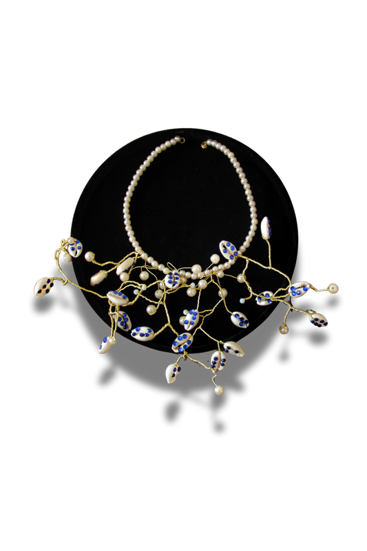 BLUE – Bijou de tête perlé | Collection Strass & Cauries