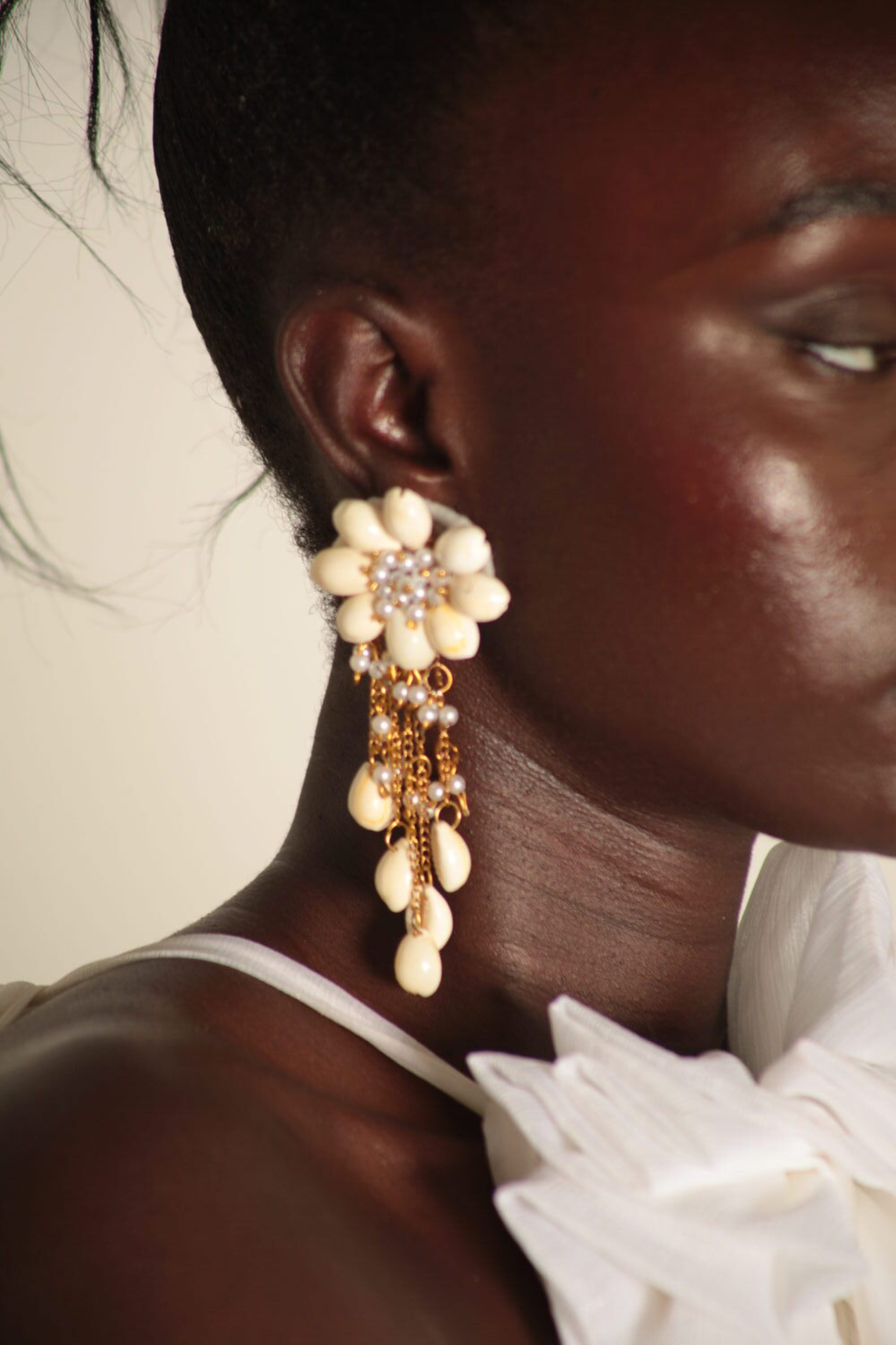 Eclora – Boucles d'oreilles fleur perles & cascade