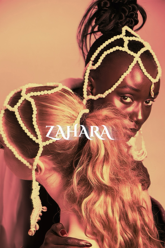 Zahara – Bijou de tête perles, cauris & bamiléké