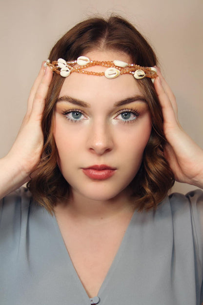 Rivière - bijou de tête - perles dorées