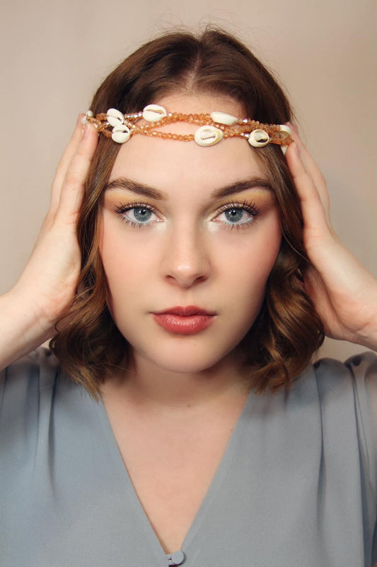 Rivière - bijou de tête - perles dorées